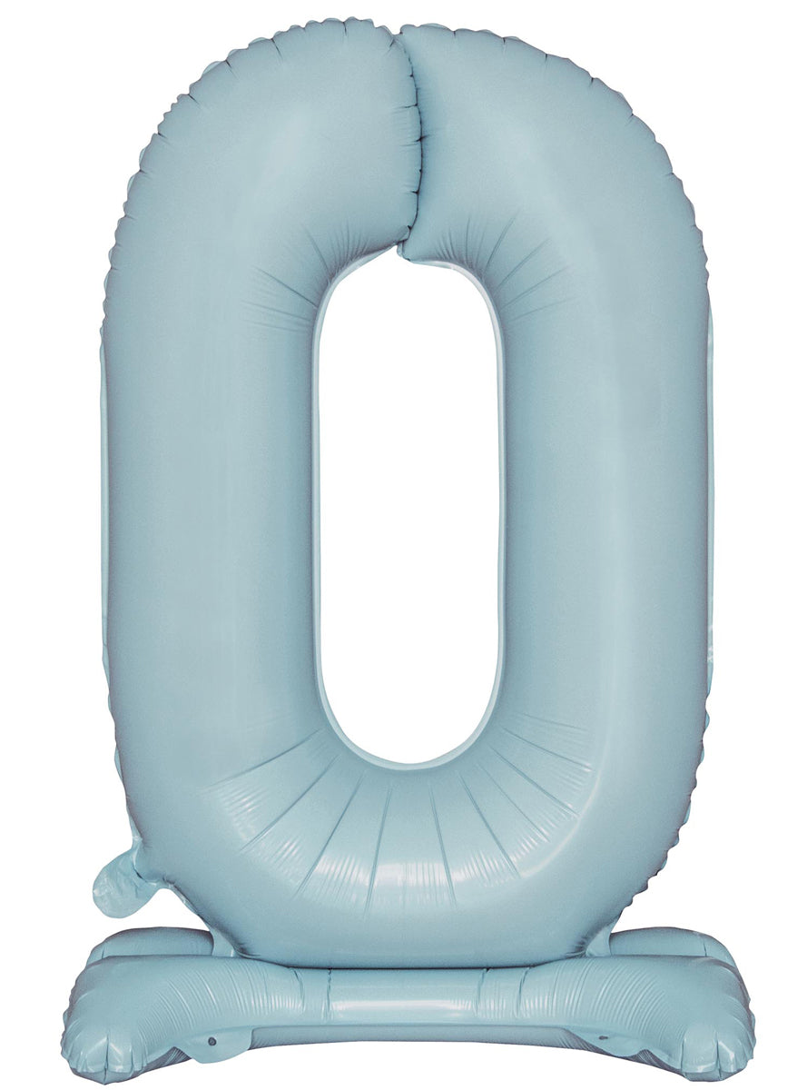 Air Fill Pastel Blue Standing 0 Foil Balloon - Main Image