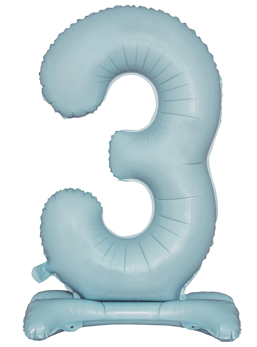 Air Fill Pastel Blue Standing 3 Foil Balloon - Main Image