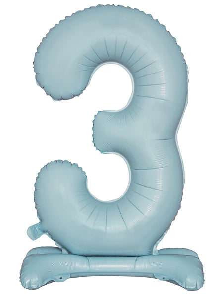 Air Fill Pastel Blue Standing 3 Foil Balloon - Main Image