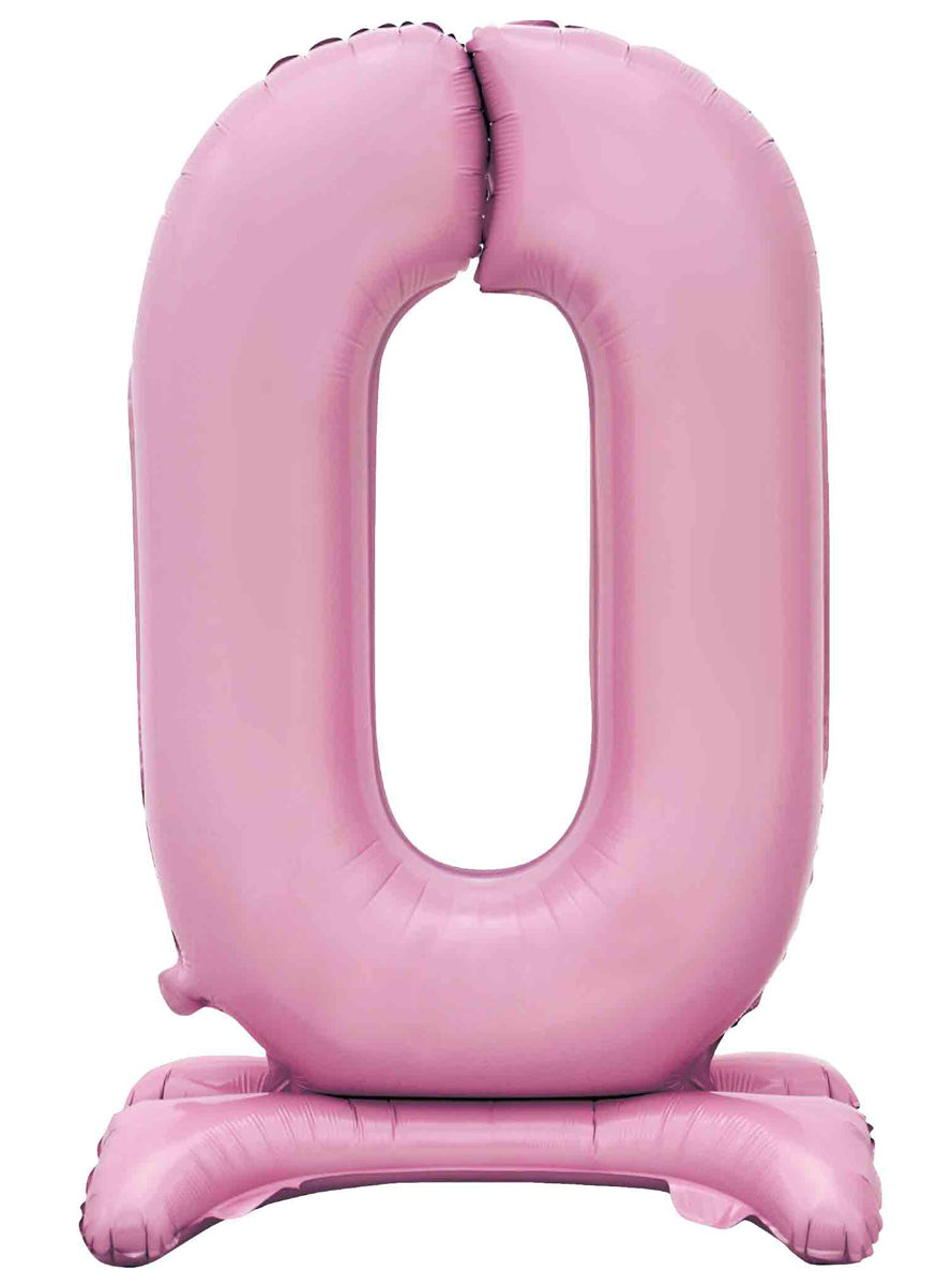 Air Fill Pastel Pink Standing 0 Foil Balloon - Main Image