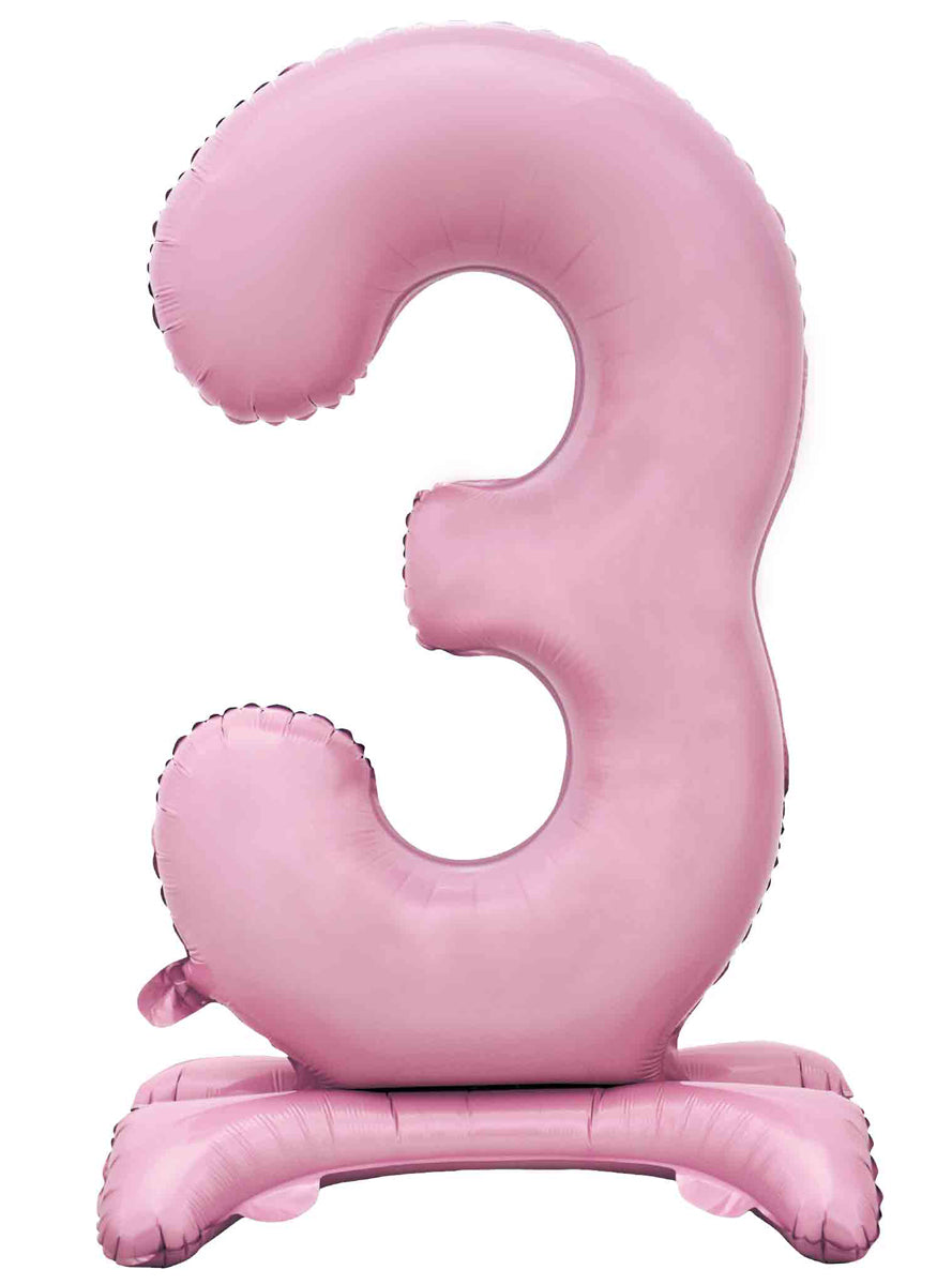 Air Fill Pastel Pink Standing 3 Foil Balloon - Main Image