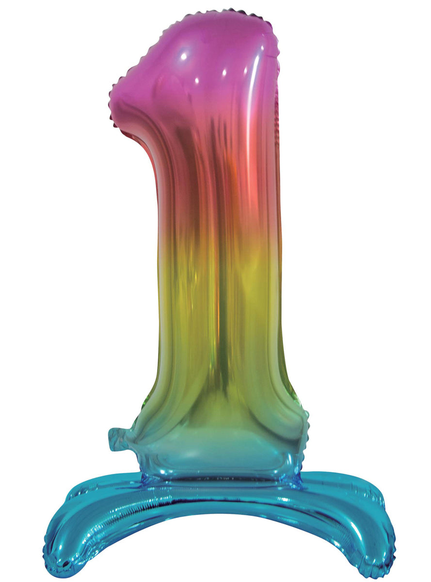 Air Fill Rainbow Standing 1 Foil Balloon - Main Image