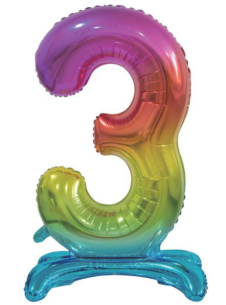 Air Fill Rainbow Standing 3 Foil Balloon - Main Image