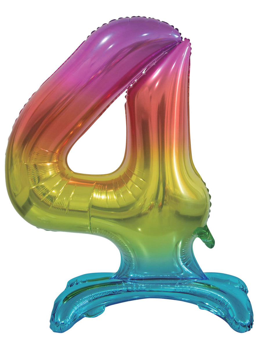 Air Fill Rainbow Standing 4 Foil Balloon - Main Image