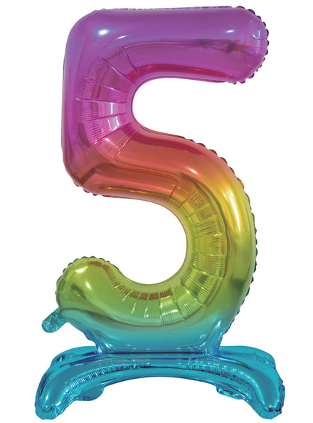 Air Fill Rainbow Standing 5 Foil Balloon - Main Image