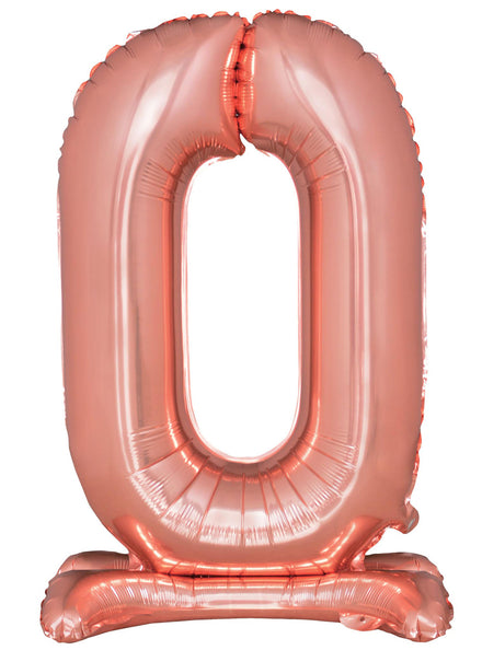 Air Fill Rose Gold Standing 0 Foil Balloon - Main Image
