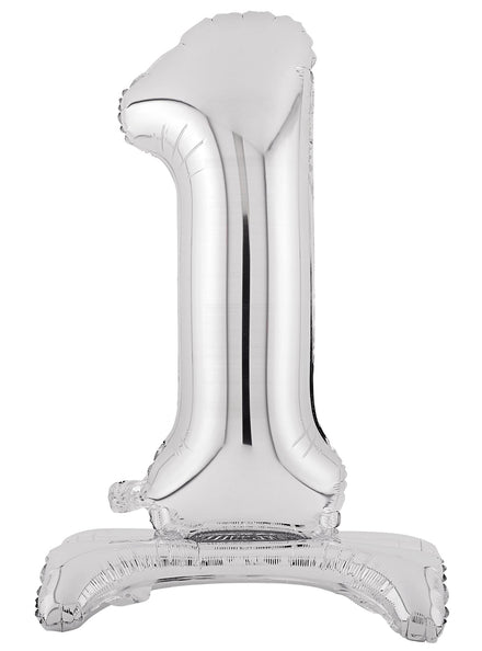 Air Fill Silver Standing 1 Foil Balloon - Main Image