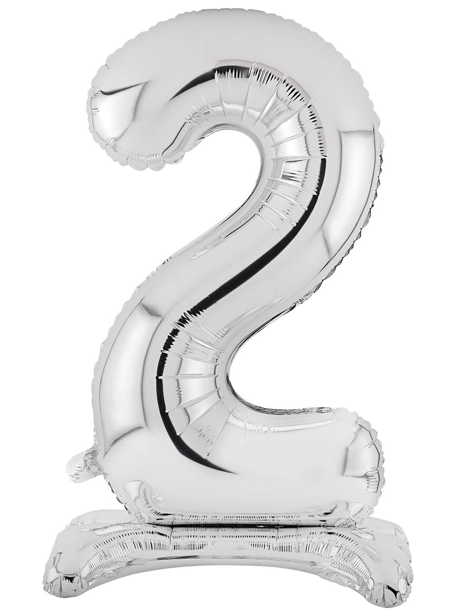 Air Fill Silver Standing 2 Foil Balloon - Main Image
