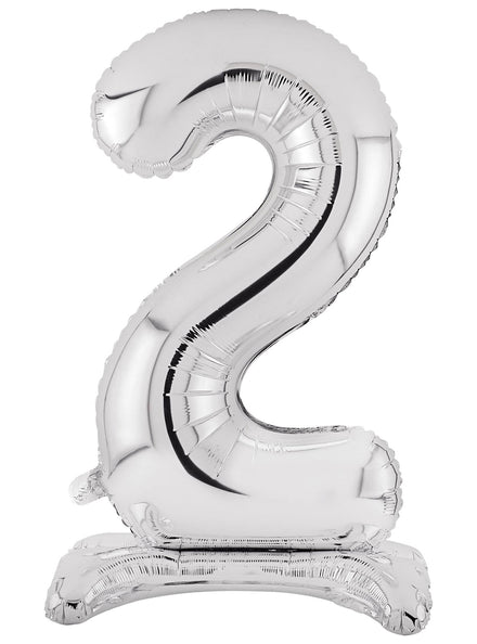 Air Fill Silver Standing 2 Foil Balloon - Main Image