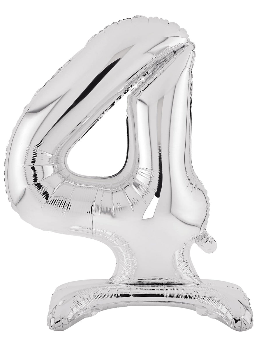 Air Fill Silver Standing 4 Foil Balloon - Main Image