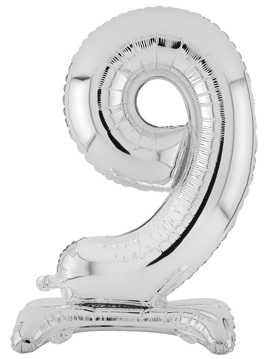 Air Fill Silver Standing 9 Foil Balloon - Main Image