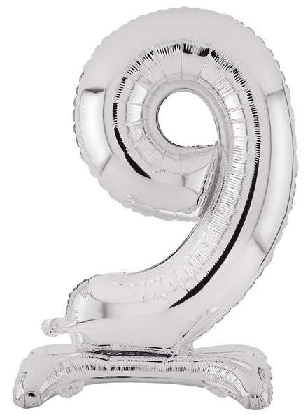Air Fill Silver Standing 9 Foil Balloon - Main Image