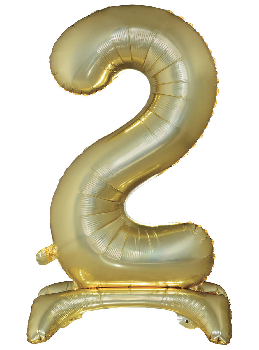 Air Fill White Gold Standing 2 Foil Balloon - Main Image