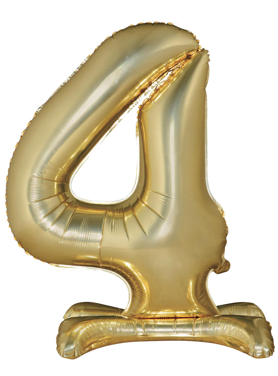 Air Fill White Gold Standing 4 Foil Balloon - Main Image