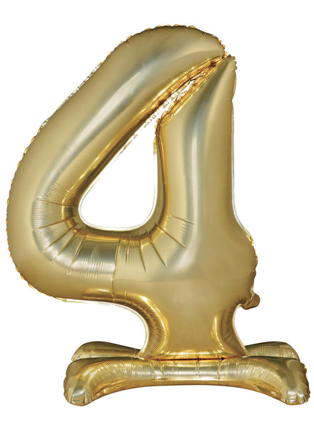 Air Fill White Gold Standing 4 Foil Balloon - Main Image