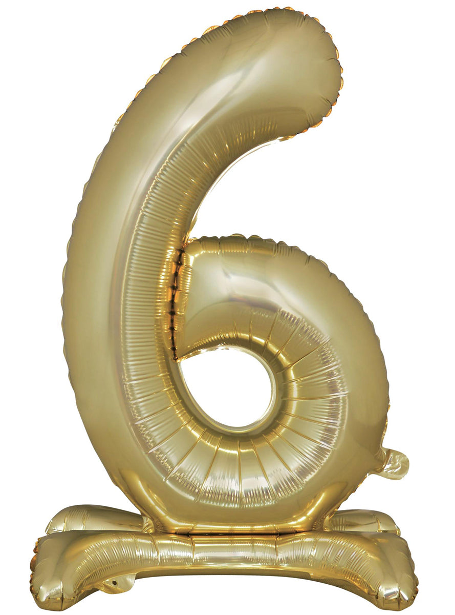 Air Fill White Gold Standing 6 Foil Balloon - Main Image