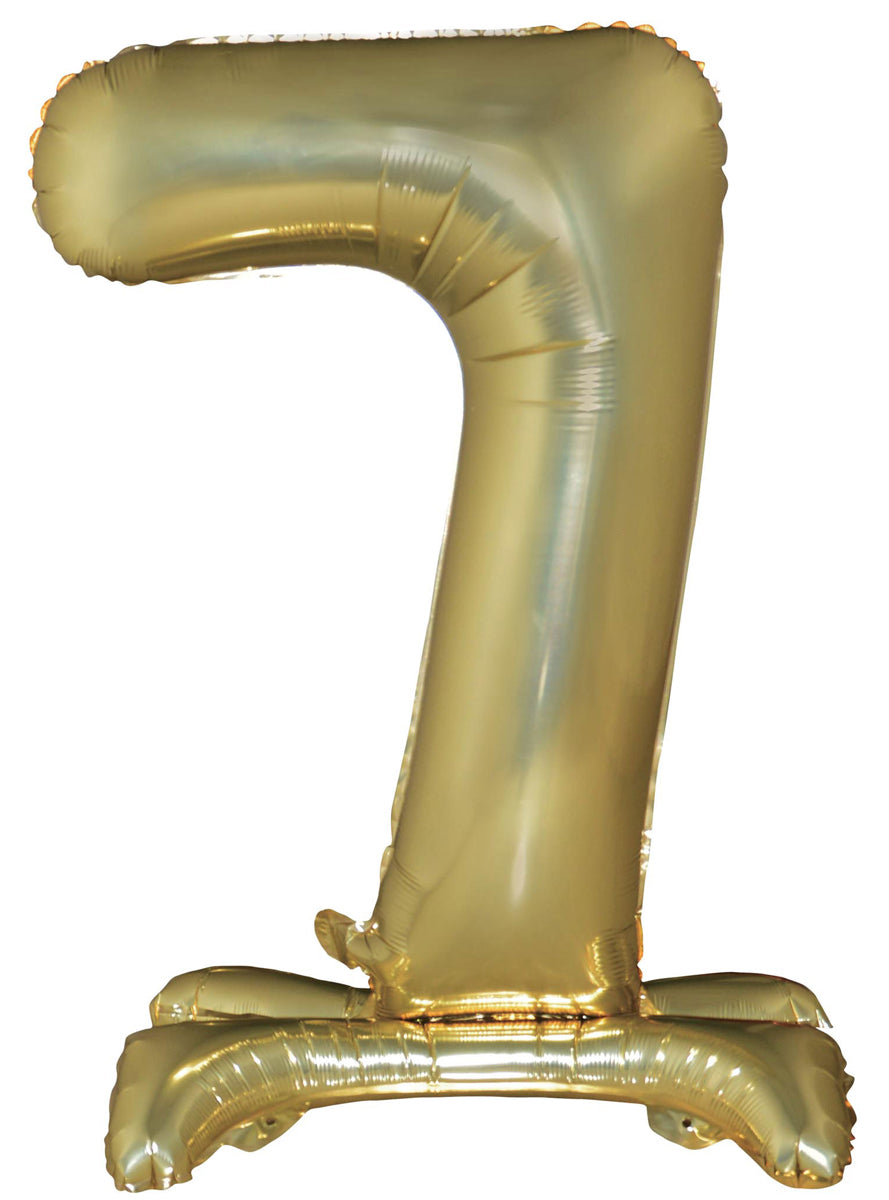 Air Fill White Gold Standing 7 Foil Balloon - Main Image