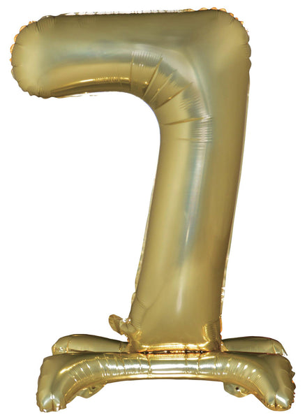 Air Fill White Gold Standing 7 Foil Balloon - Main Image
