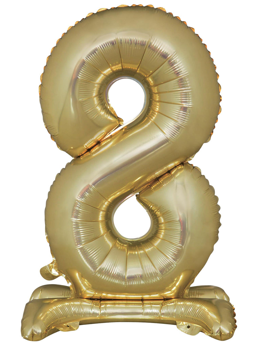 Air Fill White Gold Standing 8 Foil Balloon - Main Image