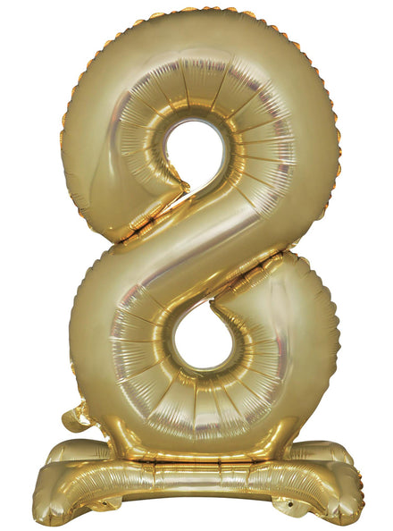 Air Fill White Gold Standing 8 Foil Balloon - Main Image