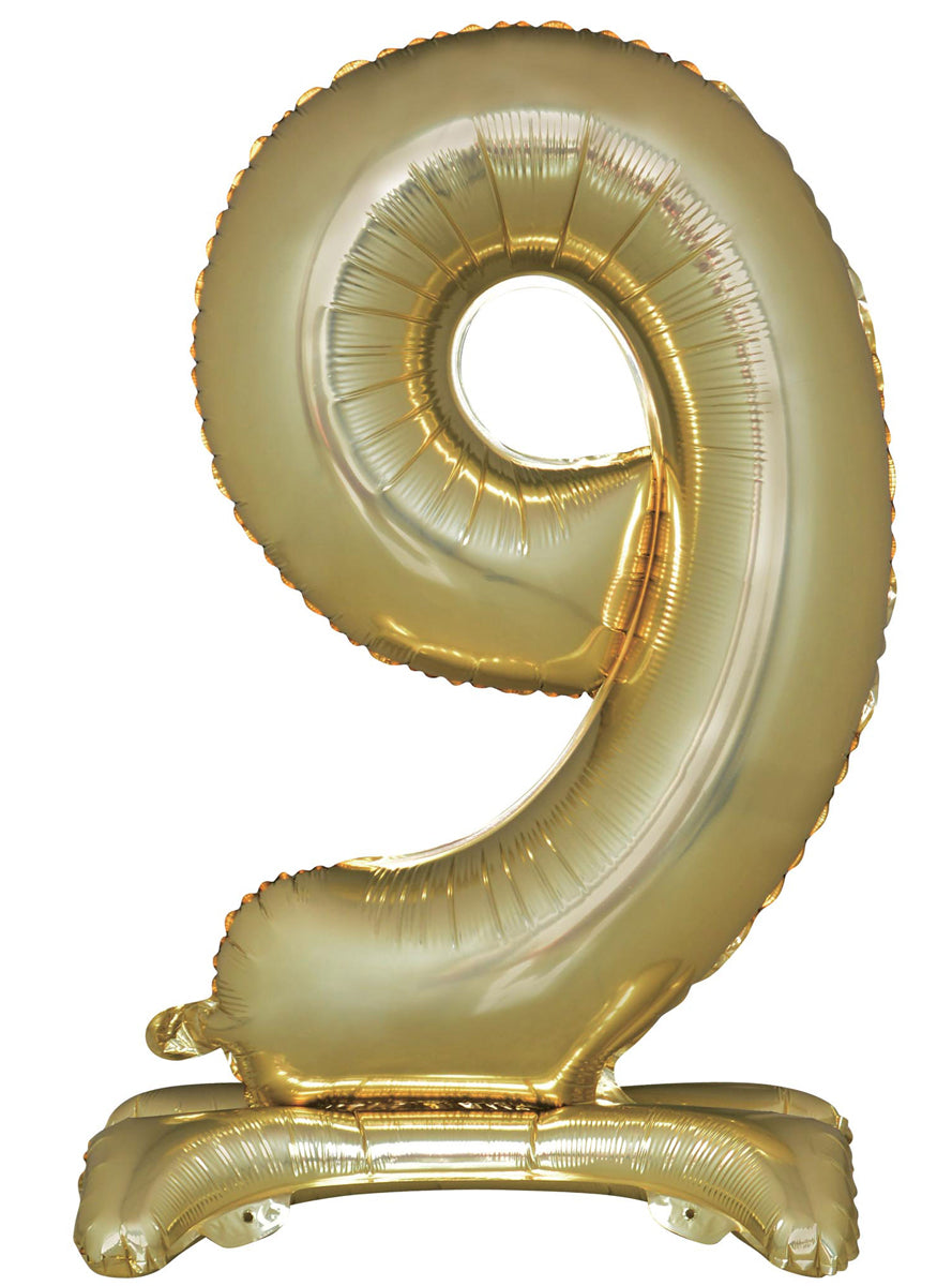 Air Fill White Gold Standing 9 Foil Balloon - Main Image