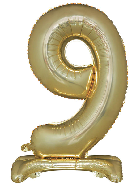 Air Fill White Gold Standing 9 Foil Balloon - Main Image