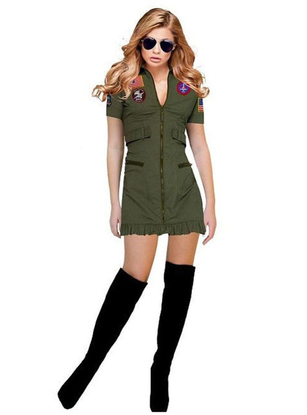 Air Force Pilot Womens Top Gun Costume - Main Image