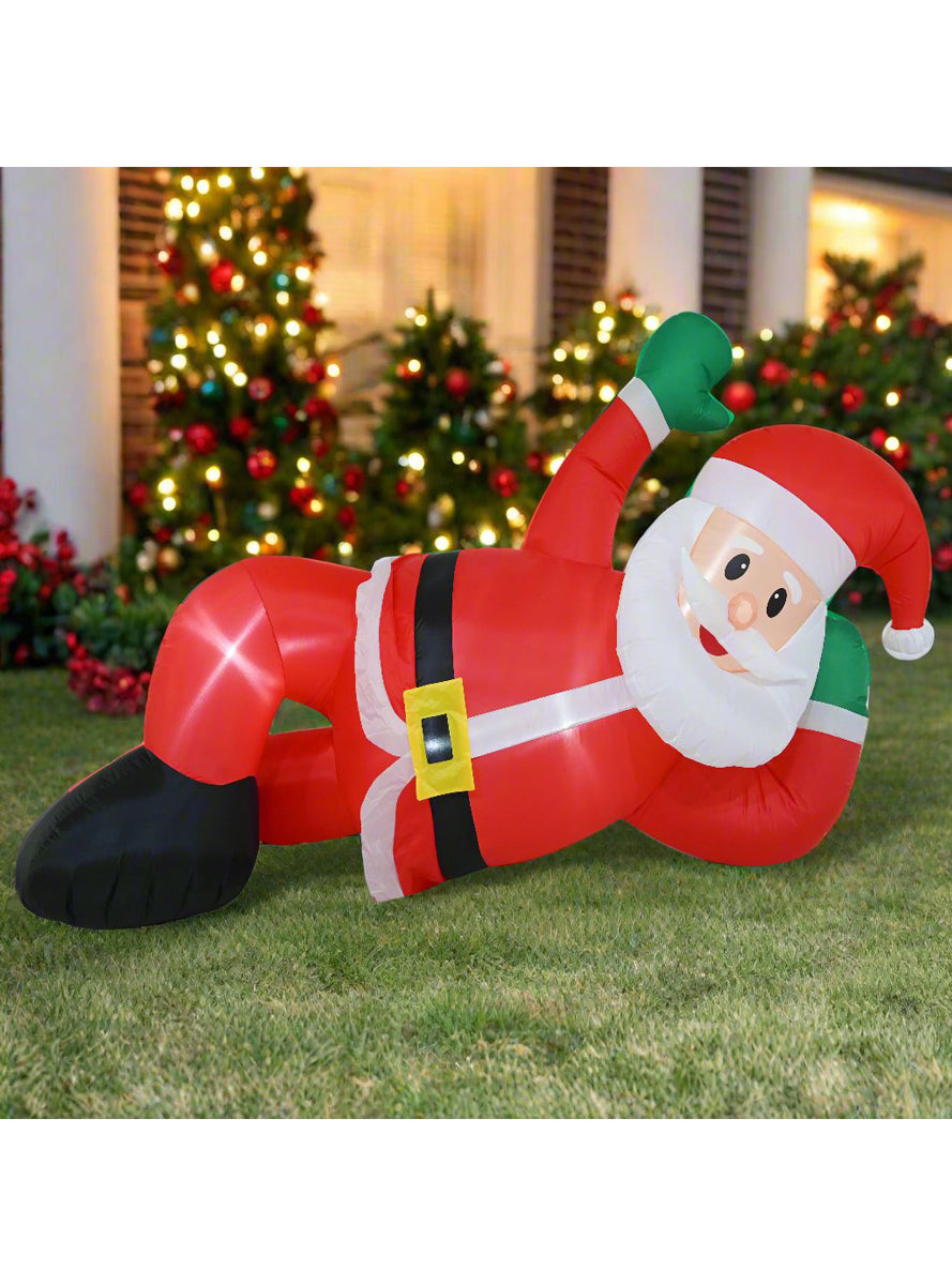Air Powered 240cm Lying Down Santa Christmas Inflatable Decoration - Alternate Image 1