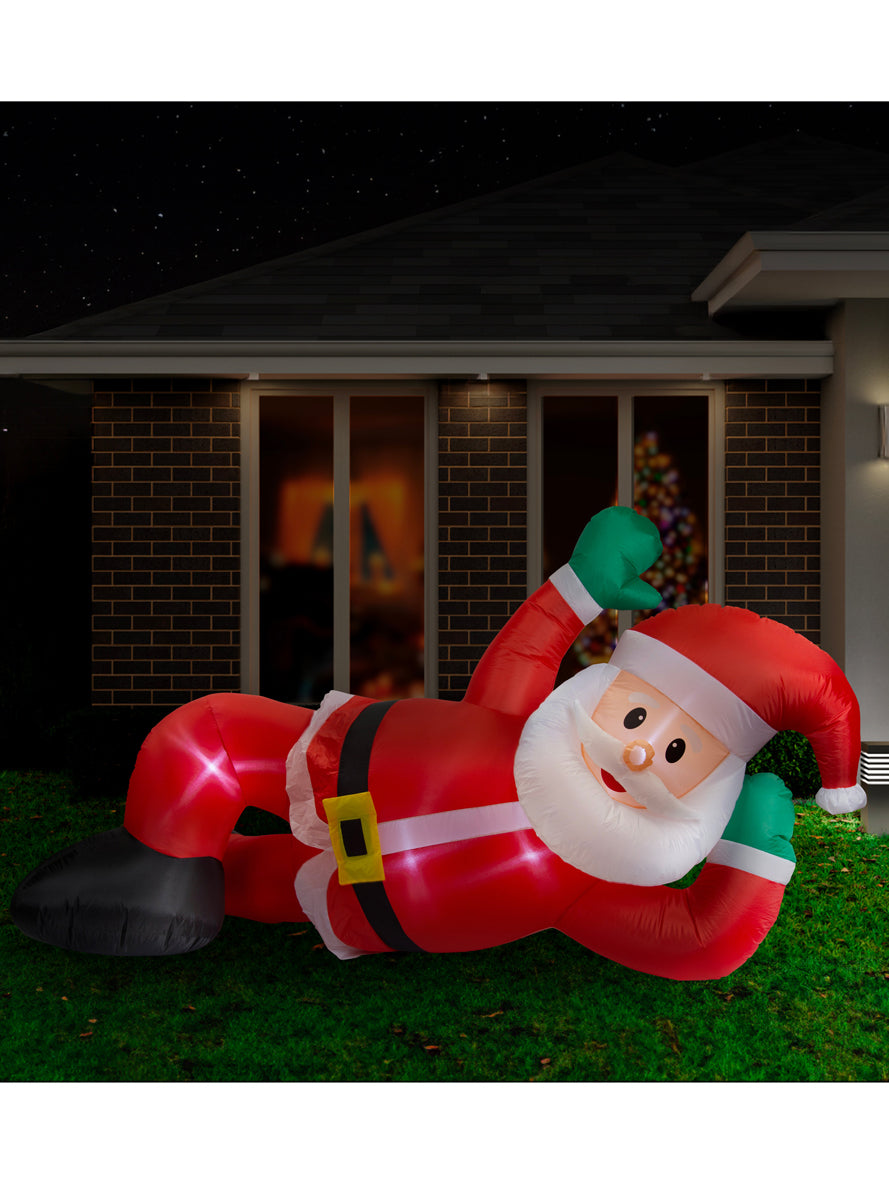 Air Powered 240cm Lying Down Santa Christmas Inflatable Decoration - Alternate Image 2