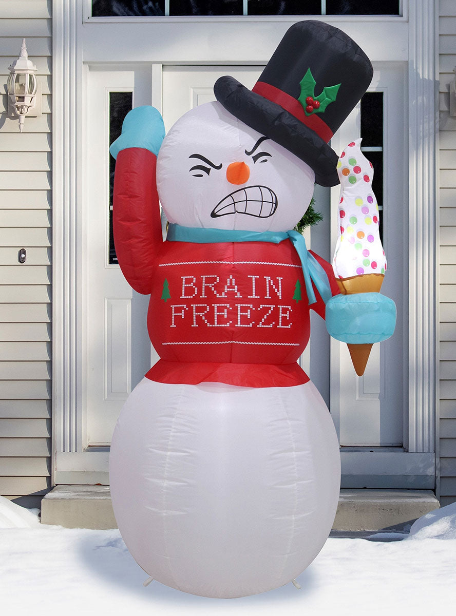 Brain Freeze Snowman 180cm Air Powered Inflatable Christmas Decoration - Alternate Image