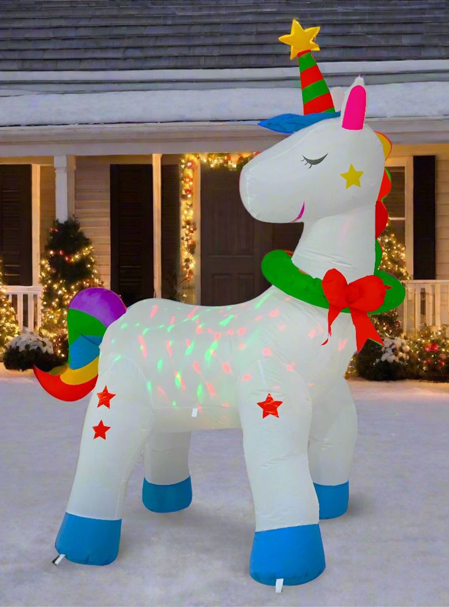 Inflatable Unicorn with RGB Disco Light 180cm Air Powered Christmas Decoration - Alternate Image