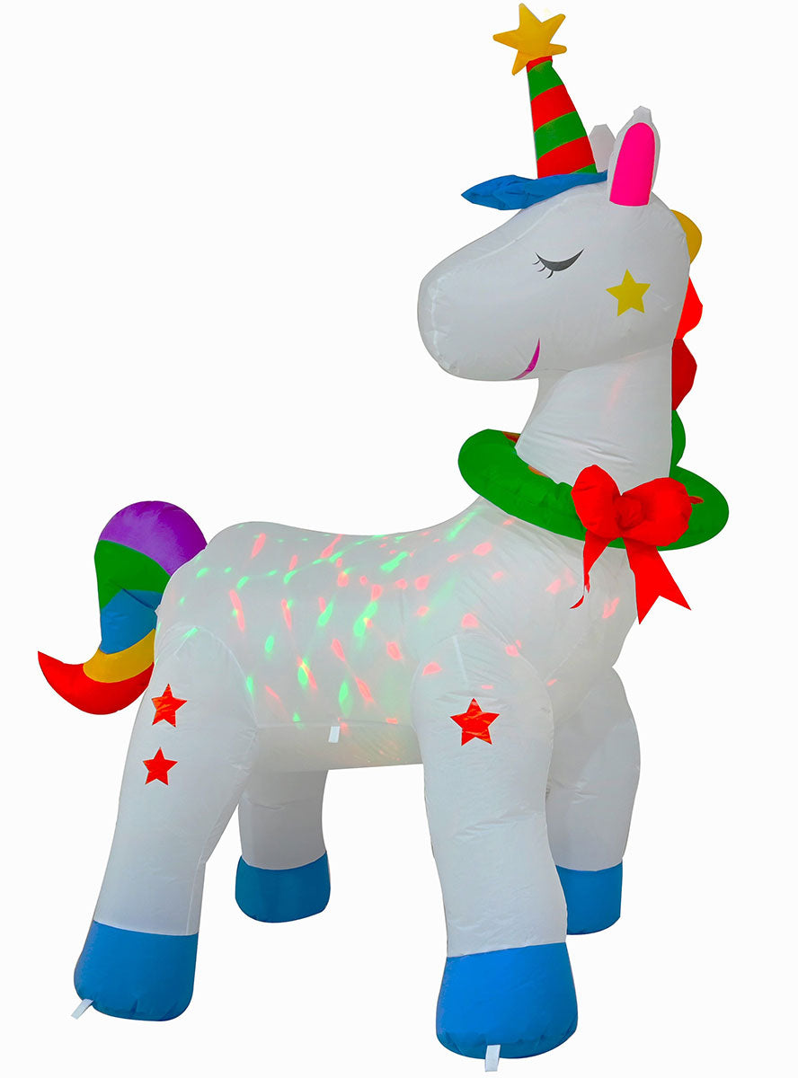Inflatable Unicorn with RGB Disco Light 180cm Air Powered Christmas Decoration - Main Image