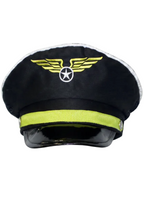 Mens Black Airline Pilot Costume Hat - Main Image