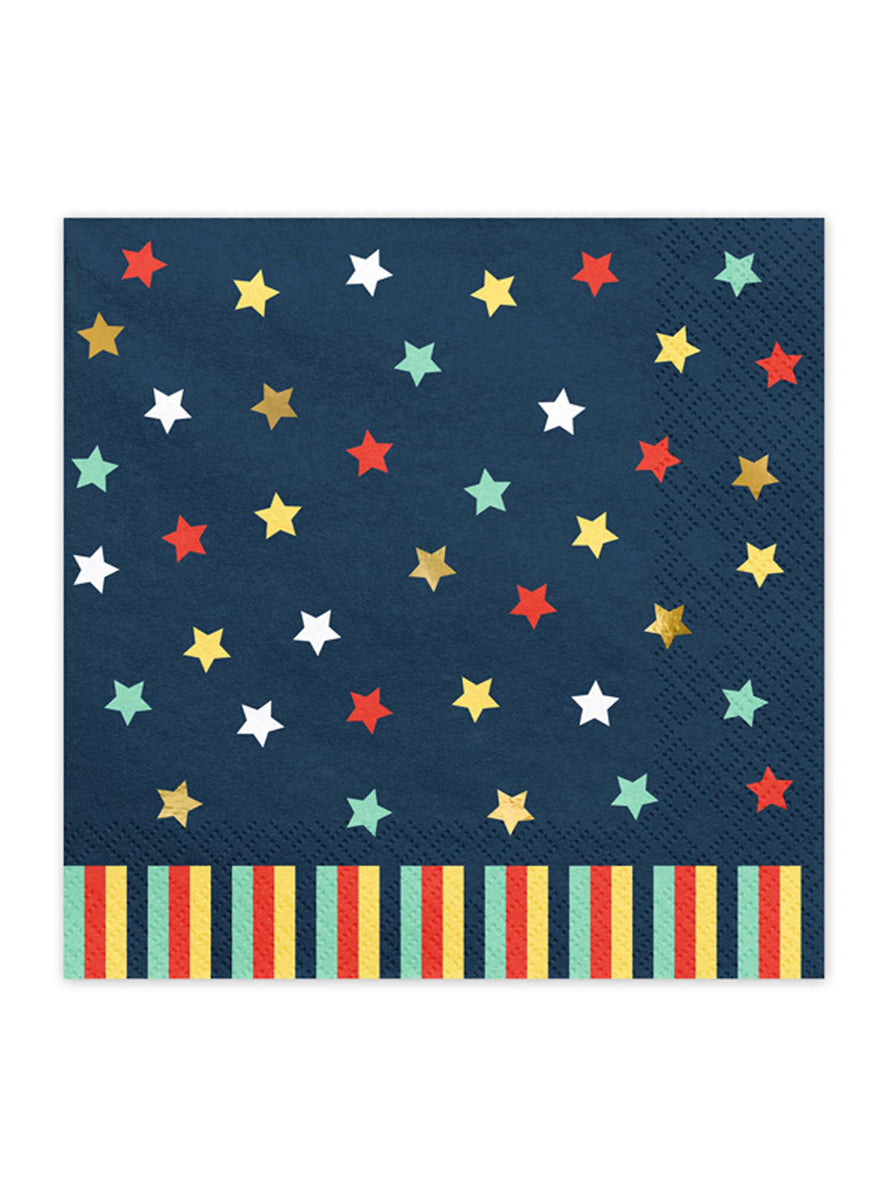 Airplane Stars 12 Pack 33cm Navy Blue Napkins — Main Image