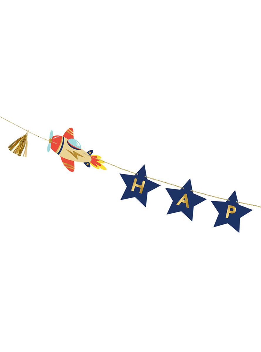 Airplane Stars 3m Long Happy Birthday Star Banner — Close Image