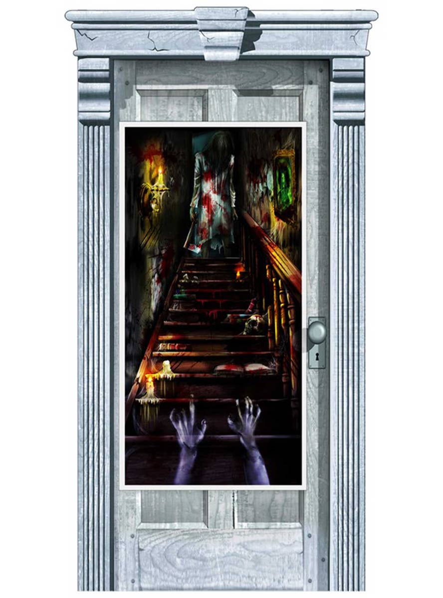 Haunted House Staircase Halloween Decoration for a Door