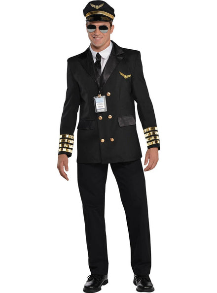 Mens Pilot Uniform Dress Up Costume
