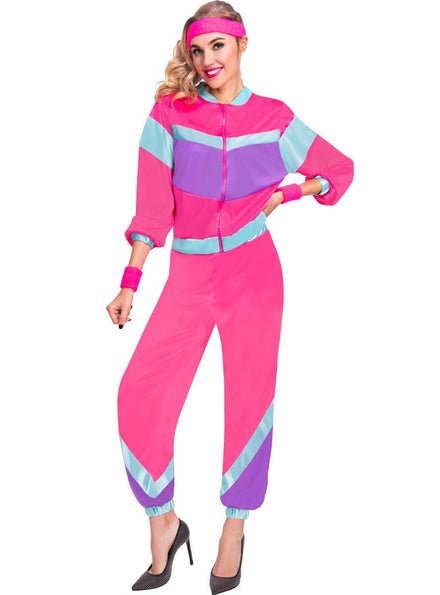 Womens Pink 80s Shell Suit Plus Size Costume