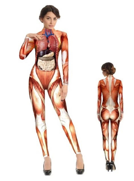 Anatomy Print Womens Halloween Costume Jumpsuit - Main Image