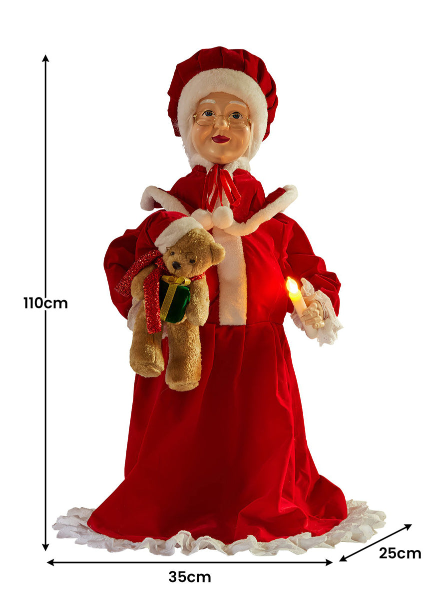 Animated Mrs Claus Christmas Decoration 110cm - Dimensions Image