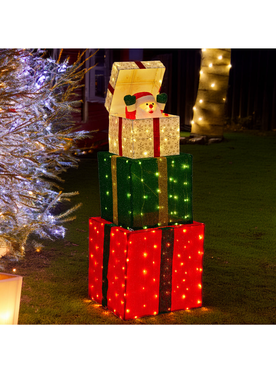 Animated Santa In Present Stack Christmas Decoration 122cm - Alternate Image 1