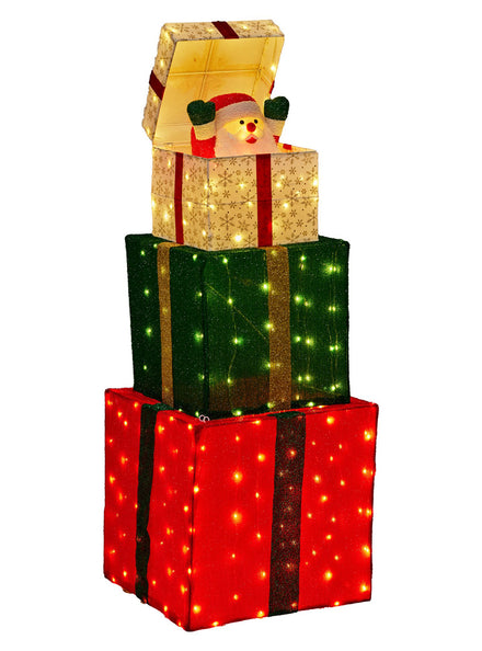 Animated Santa In Present Stack Christmas Decoration 122cm - Main Image