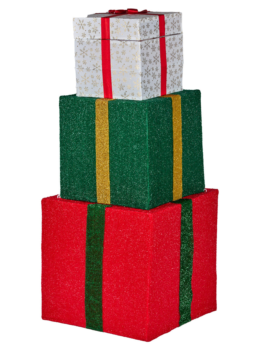 Animated Santa In Present Stack Christmas Decoration 122cm - Unlit Image 1