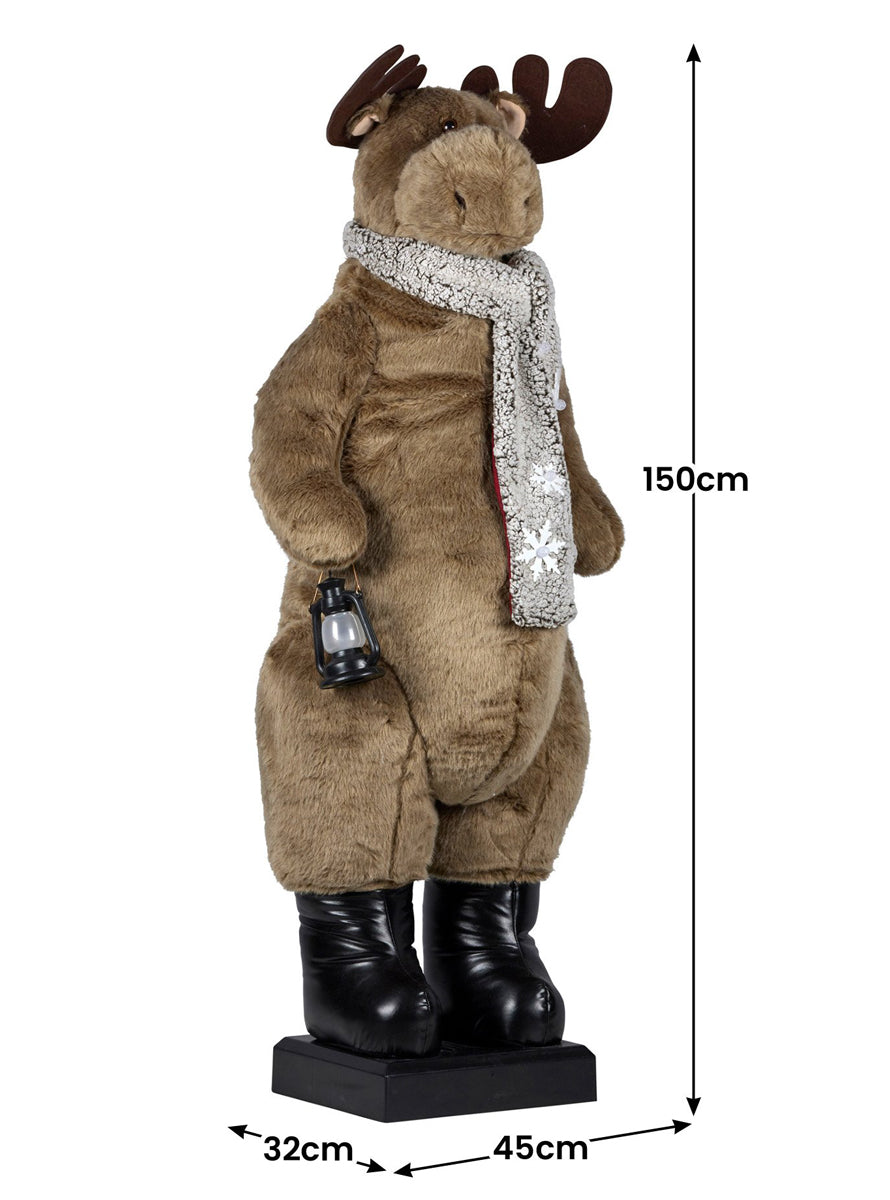 Animated Christmas Moose Decoration 150cm - Dimensions Image 1