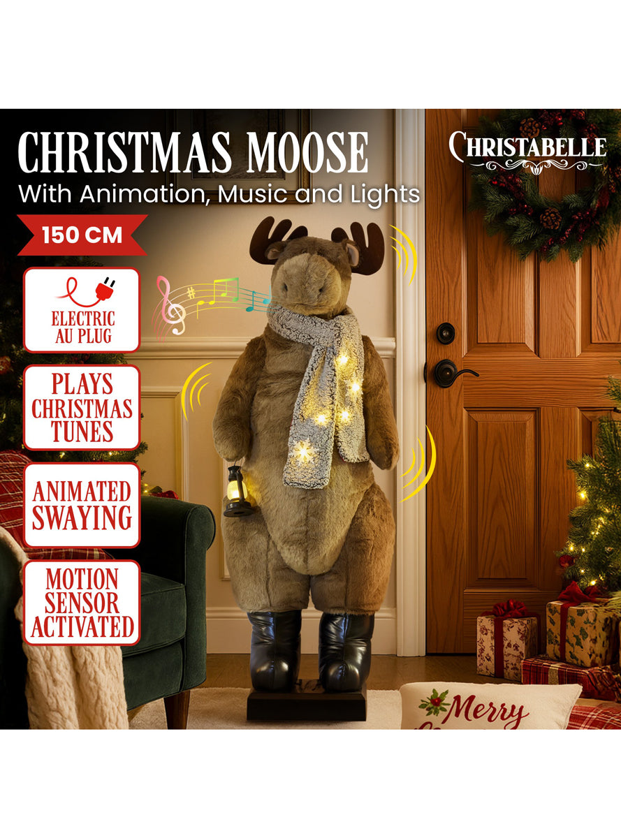 Animated Christmas Moose Decoration 150cm - Info Image 1