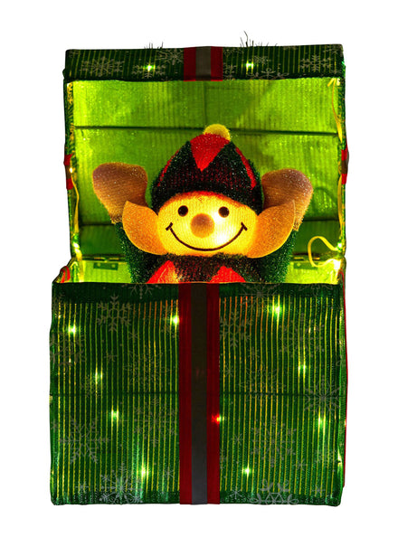 Animated Christabelle Light Up LED Elf in Box Christmas Decoration - Main Image