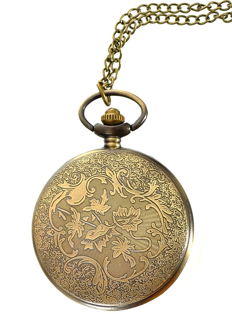 Fake Gold Pocket Watch on Chain Costume Accessory