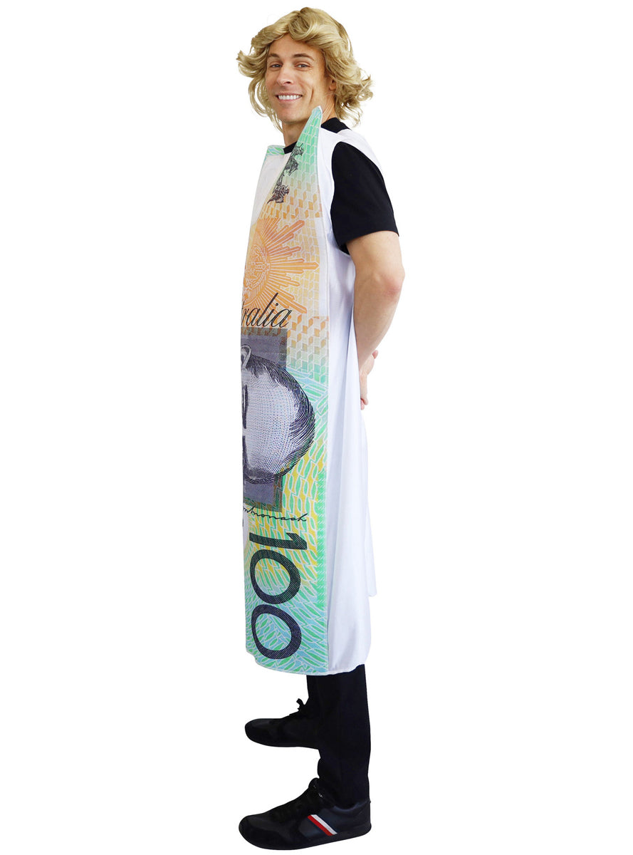 Aussie Green $100 Bill Novelty Adults Costume - Side Image