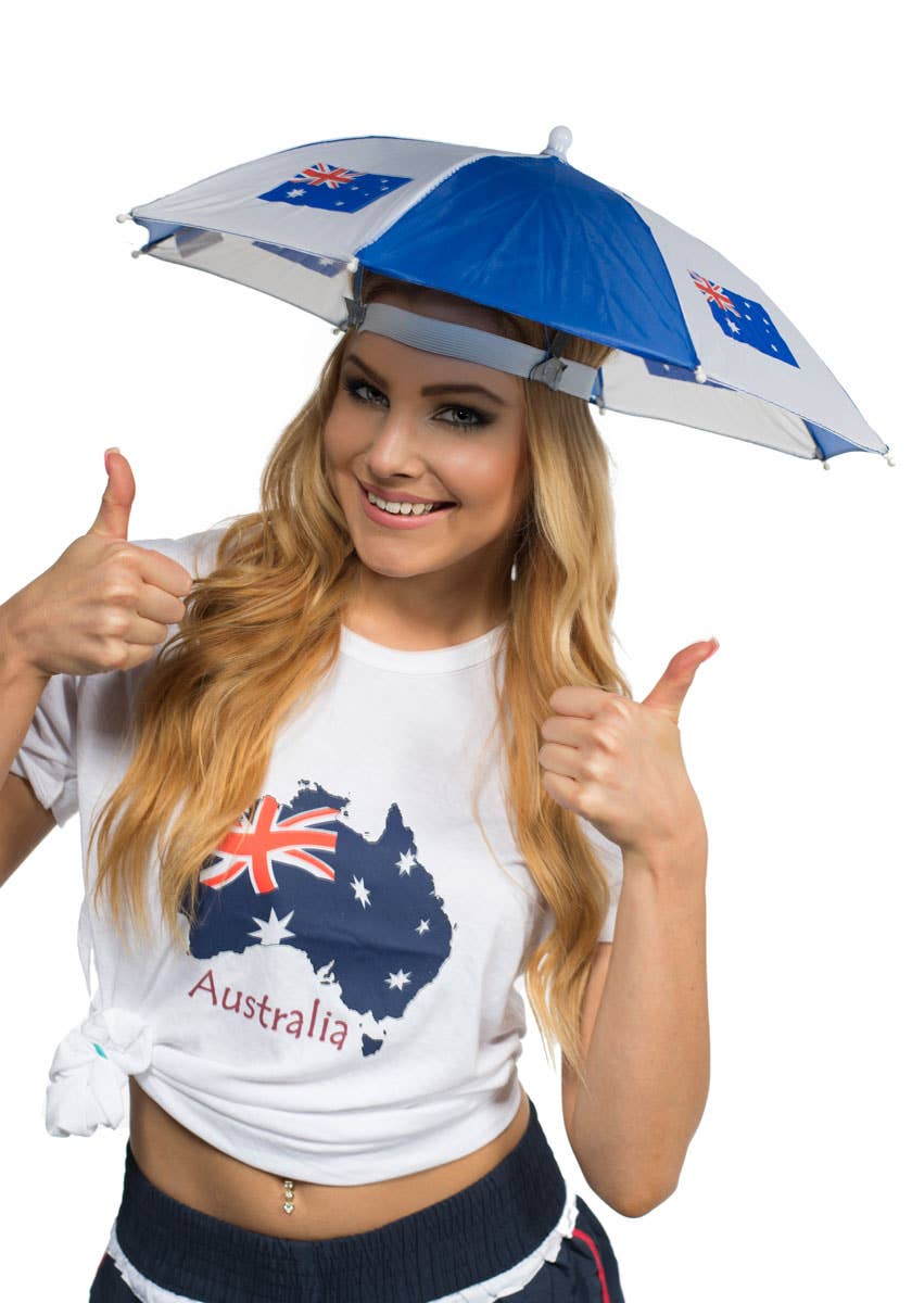 Aussie Flag Umbrella Novlety Hat Australia Day Merchandise - Main Image