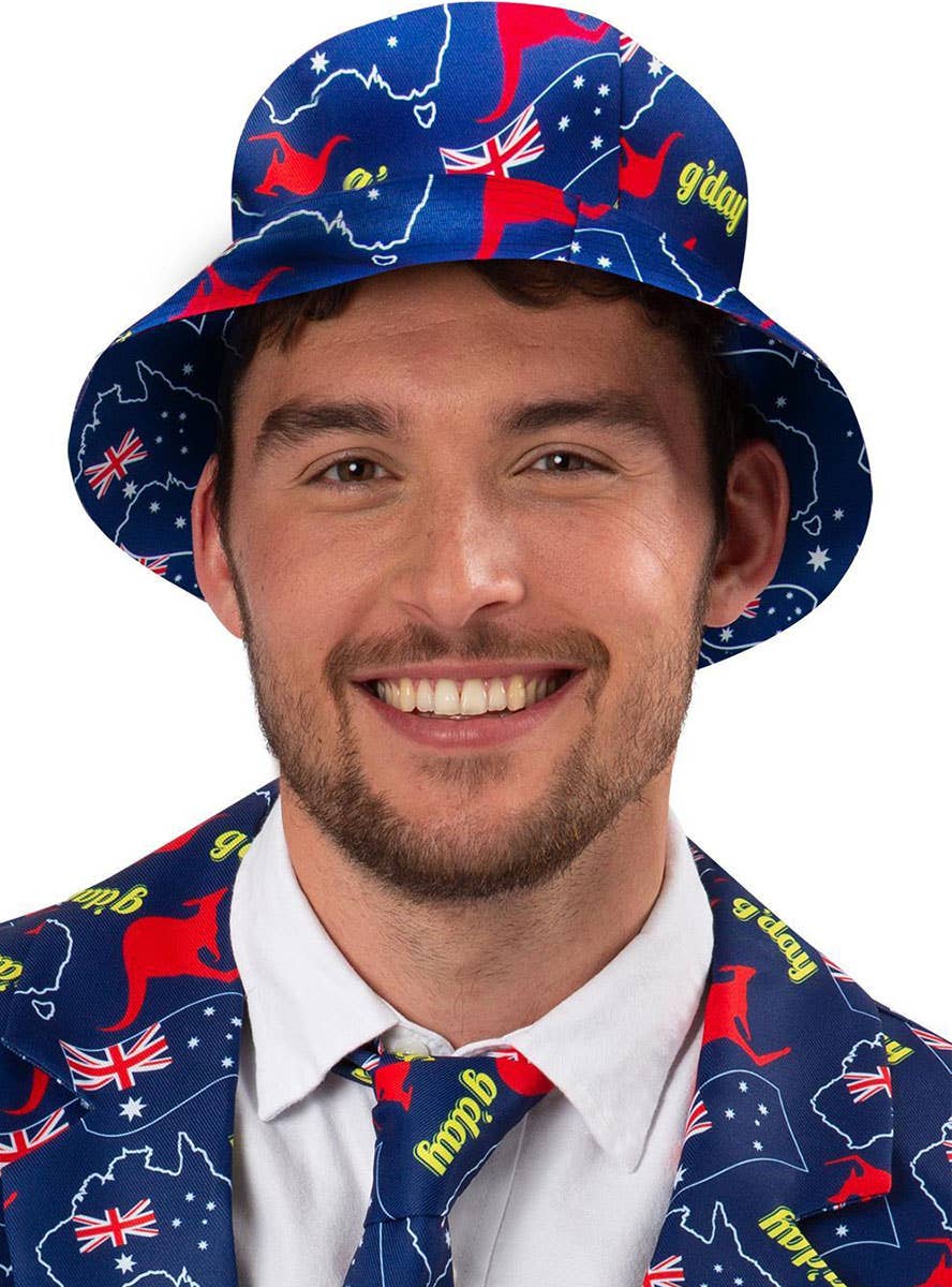 Adults Reversible Aussie Flag Print Bucket Hat
